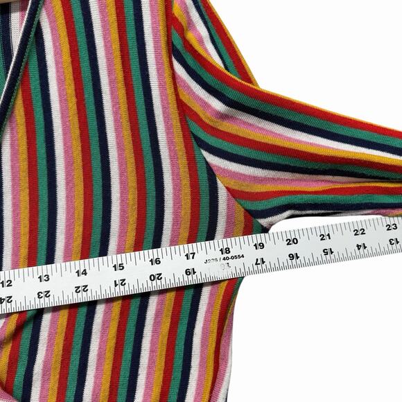 Caution to the Wind Striped Faux Wrap Crop Top Long Sleeve Junior Sz L - Picture 3 of 7